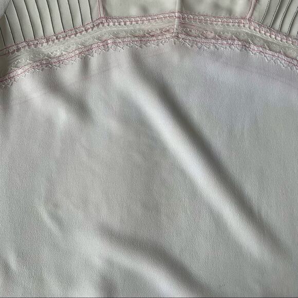 Sandro Veinarde Lace Yoke Embroidered Crepe Top Blouse Ecru Cream S - Picture 9 of 14